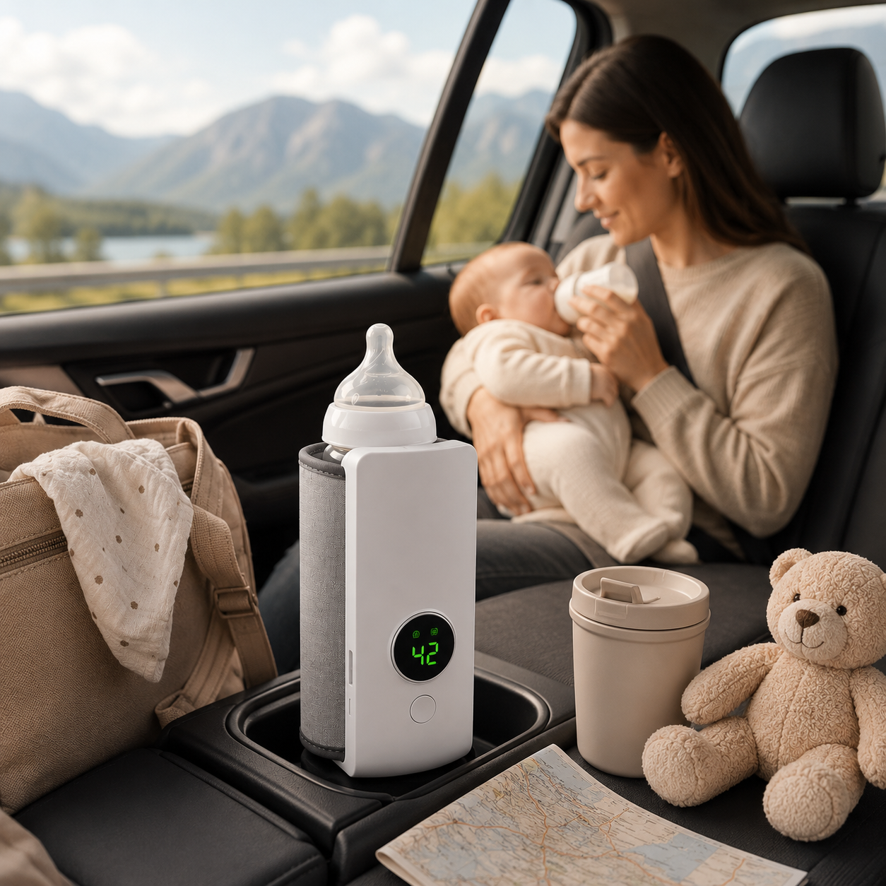 Warmora portable bottle warmer travel lifestyle image