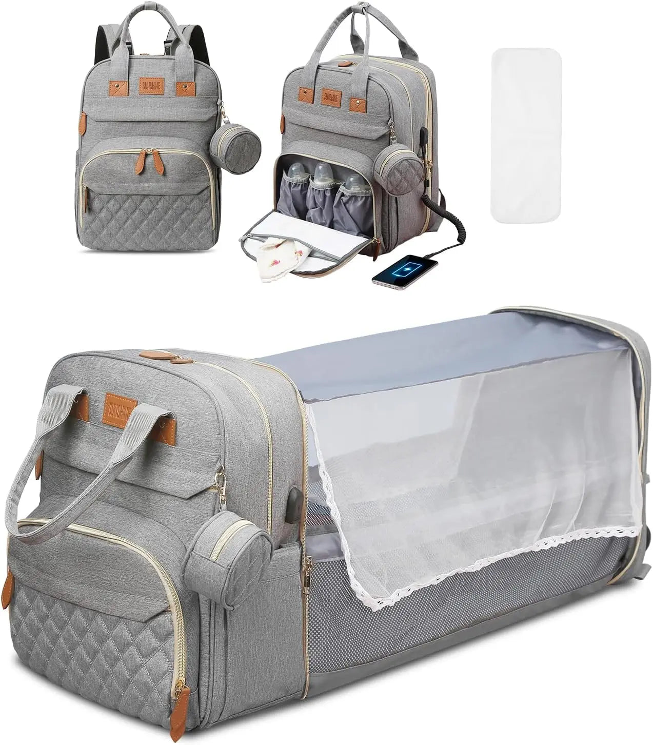 3-in-1 Travel Diaper Bag & Changing Bed