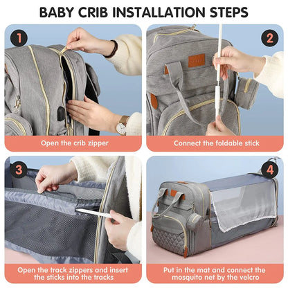 3-in-1 Travel Diaper Bag & Changing Bed