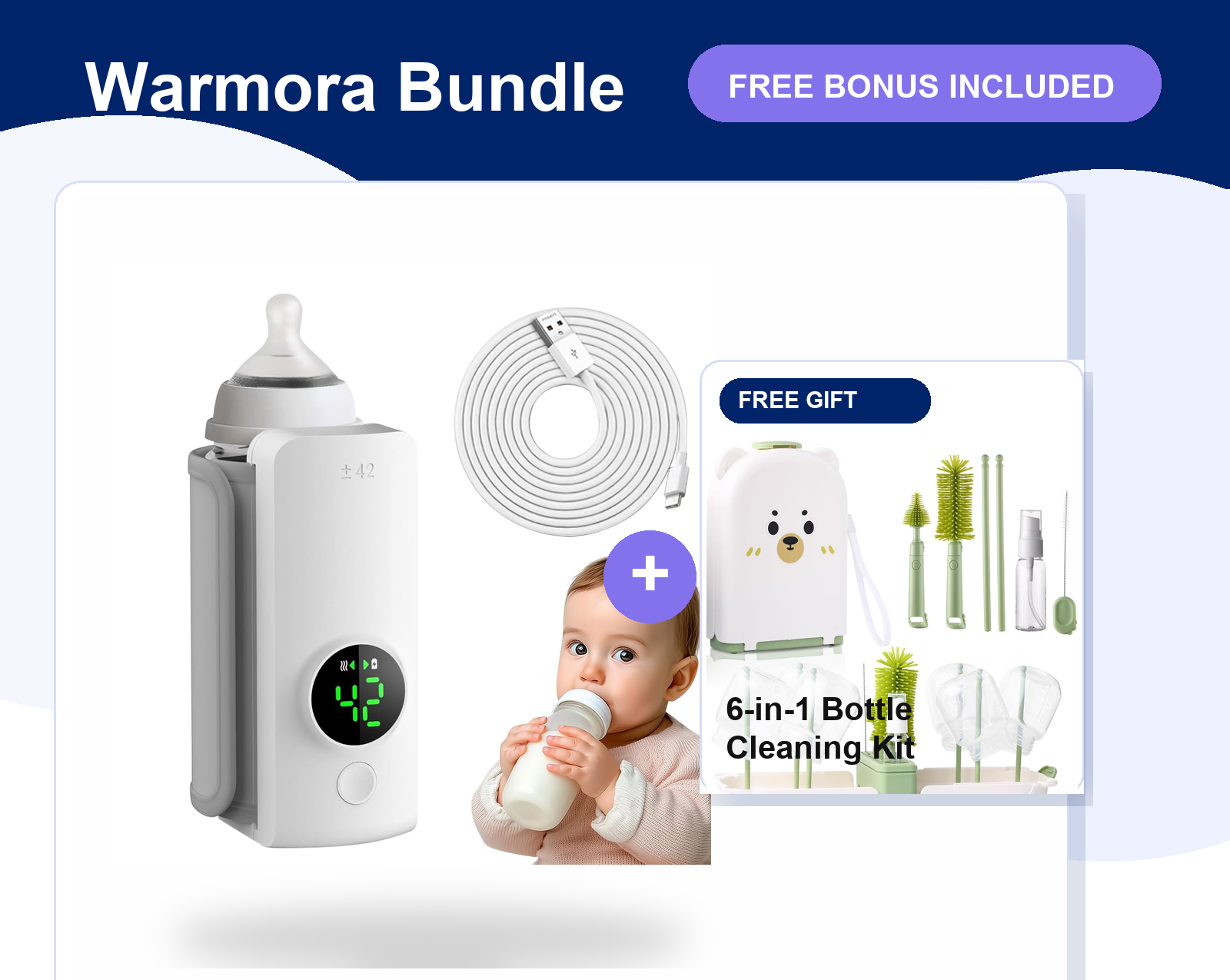 Warmora bundle with free 6 in 1 cleaning kit, top banner retained